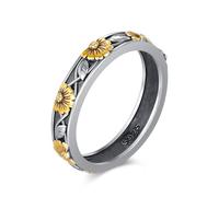 JFASHOP Bague en forme de marguerite en argent sterling 925 pour femme - Bague anti-stress - Cadeau pour fille, Argenté, no