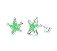 JFASHOP Boucles d'oreilles étoile de mer pour femme en argent sterling 925 avec opale hypoallergénique - Boucles d'oreilles pour la plage et la fête des mères - Cadeau de Saint-Valentin pour femmes,