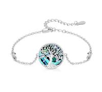 JFASHOP Bracelet en argent sterling S925 réglable avec pendentif arbre généalogique en forme de cœur et d'ormeau pour la fête des mères/anniversaire/jubilé (forme d'étoile), Extra, Argent, Zircon