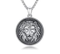 JFASHOP Collier avec pendentif en forme de tête de lion en argent sterling 925 vintage pour homme, femme, mère, fille (roi lion)