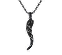 JFASHOP Cornicello Collier en argent sterling 925 avec pendentif porte-bonheur italien, bijou de protection, unisexe, cadeau pour homme et femme, M, Argent, Zircon