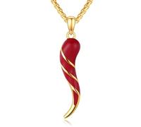 JFASHOP Cornicello Collier en argent sterling 925 avec pendentif porte-bonheur italien, bijou de protection, unisexe, cadeau pour homme et femme, M, Argent, Zircon