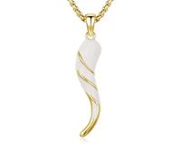 JFASHOP Cornicello Collier en argent sterling 925 avec pendentif porte-bonheur italien, bijou de protection, unisexe, cadeau pour homme et femme, M, Argent, Zircon