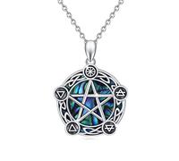 JFASHOP Pentacle Chaîne Femmes 925 Sterling Silver Pentacle Celtique Pentacle Pendentif Sorcières Collier Wiccan Star Collier Bijoux pour Filles Hommes Femmes Enfants cadeau de fête des mères