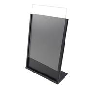 JFBLSD Support Menu Forme L Acier Inoxydable, Présentoir Comptoir avec Fente Cartes Visite - Idéal Restaurant, Hôtel, Commerce - Affichage Affiches, Photos et Publicités(Black,A3)