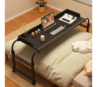 JFBLSD Table de lit géante à roulettes, réglable en Hauteur et en Longueur, Table roulante Portable avec cloison, Bureau Mobile pour Ordinateur Portable, Poste de Travail à Domicile(Black,120 * 40cm)