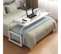 JFBLSD Table de lit réglable à roulettes, Bureau Mobile pour Ordinateur Portable à Utiliser au lit, Hauteur réglable, idéale pour Manger, Travailler et Lire, Parfaite(White,120 * 50cm)