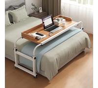 JFBLSD Table de lit réglable à roulettes, Bureau Mobile pour Ordinateur Portable à Utiliser au lit, Hauteur réglable, idéale pour Manger, Travailler et Lire, Parfaite(Wood Color,120 * 50cm)