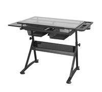 JFBLSD Table Pliante d'artiste/Table à Dessin/Table de Loisirs créatifs, réglable 74-93 cm, avec 2 tiroirs et Un Plateau inclinable 0-80° pour Lecture, l'écriture Le Dessin