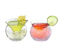 JFBUCF Lot de 2 verres à martini sans pied avec refroidisseur - Verres à cocktail transparents de 150 ml avec base en boule - Gobelets pour martini - Pour boissons mixtes - Manhattan