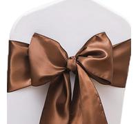 JFDYDM Lot de 50 nœuds de chaise en satin marron pour mariage, Thanksgiving, Halloween, automne, fêtes d'anniversaire