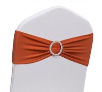 JFDYDM Lot de 50 rubans de chaise en élasthanne terre cuite pour fête d'Halloween, décorations de mariage, chaises pliantes, nœuds élastiques avec boucle