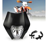 JFG RACING Lampe frontale 12 V 35 W noire pour moto tout-terrain, Enduro, Supermoto