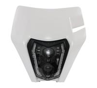 JFG RACING Plaque Phare Moto,E24 LED Phare Avant pour Moto Masque de Carénage pour SX SXF XC XCF XCW EXC EXC SMC SMCR Motocross Enduro Supermotard-Blanc