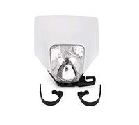 JFG RACING Plaque Phare Moto Halogène 12V/35W,Phare Masque de Carénage pour FE FX TE TX FC TC Motocross Enduro Supermoto-Blanc