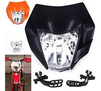 JFG RACING Plaque Phare Moto, S2 12V 35W Phare Halogène Universel pour EXC250 SX250 SXF250 EXC450 SX350 Moto Cross Dirt Pit Bike Enduro-Noir