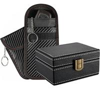 JFGCTYHXY boîte de Faraday, Boîtier antivol en Bois + 2 Pochettes PU, Cage de Faraday for clés Voiture, Protection