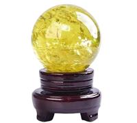 JFGCTYHXY Boules de Cristal, Boule de Cristal décorative Jaune 80 mm, Boule méditation for la Divination Feng Shui, décoration for Maison et Le Bureau(3.14in/80mm)