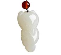 JFGCTYHXY Collier en jadéite, Collier pendentif renard en jade blanc, orné d'une amulette porte-bonheur pierre de, avec chaîne, for hommes et femmes. Bijou cadeau. Convient aux(B)