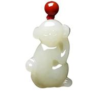 JFGCTYHXY Collier en jadéite, Pendentif en jade blanc naturel, signe du zodiaque chinois, collier for homme, jadéite sculptée for femme