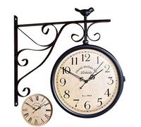 JFGCTYHXY Horloge Murale Double Face, Horloge Murale Vintage au Look Antique avec Couvercle étanche for Jardin intérieur, décoration à Suspendre(3)