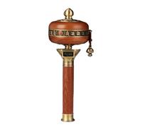 JFGCTYHXY Moulin à prières, Roue de prière Bouddhiste tibétaine en Alliage et Bois, à Main, avec Mantra Six Mots, Multicolore(Bronze)