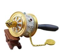 JFGCTYHXY Moulin à prières, Roue de prière tibétaine à Main, Style Bouddhiste, avec Rouleau, en Alliage Zinc, Ethnique(White)