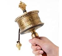 JFGCTYHXY Moulin à prières, Roue de prière tibétaine, Statuette Bouddha en Laiton, écritures sacrées