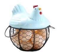 JFGCTYHXY Panier à œufs, Porte-œufs en Fer en Forme de Poulet en céramique, Ornement de Poule, Panier de Rangement de Fruits(Blue)