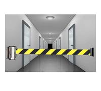 JFGCTYHXY Ruban de barrière rétractable, Support Mural 2/3/5/10 M, barrière rétractable en Option, Couleurs for contrôle des foules, de File d'attente, séparateur Ligne avec Accessoires(F,10M/32FT)