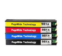 JFGIkLFD Cartouche d'encre Compatible 981 Compatible avec HP981 981A, Compatible avec imprimante PageWide Enterprise Color 556xh 586dn 586f E58650dn E55650(1 Set (4 PCS))