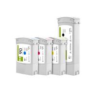 JFGIkLFD Cartouche d'encre Compatible Compatible avec Encre pigmentée 90 HP90, Compatible avec imprimantes à Jet d'encre Designjet 4000 4000ps 4020 4500 4520 avec la dernière Puce(1SET(4PCS))