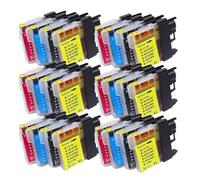 JFGIkLFD Cartouche d'encre Noire de capacité Compatible Compatible avec LC980BK LC1100BK LC985BK LC990BK DCP-385C DCP-387C DCP-195C 585CW 375CW MFC-990CW 6490CW 490CW 5890CN J615W(6SET)
