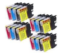 JFGIkLFD Cartouche d'encre Noire de capacité Compatible Compatible avec LC980BK LC1100BK LC985BK LC990BK DCP-385C DCP-387C DCP-195C 585CW 375CW MFC-990CW 6490CW 490CW 5890CN J615W(4SET)