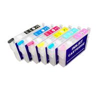 JFGIkLFD Cartouche d'encre Rechargeable 6 Couleurs avec Puce, Compatible avec Stylet Photo T0821 T0826 R270 R290 R295 R390 RX590 RX610 RX615 RX690