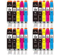 JFGIkLFD Cartouches d'encre PGI250 CLI251, 20 Paquets, compatibles avec Les imprimantes MG5420 MG5422 MG5520 MG5522 MG6420 IP7220 MX722 MX922 IX6820(4 Set)