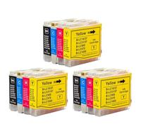 JFGIkLFD Jeu de Cartouches d'encre compatibles Compatible avec modèle LC51 LC57 LC1000 LC960 LC970 LC37, à Utiliser avec Les imprimantes DCP-130C DCP-135C MFC-235C(3BK 3C 3Y 3M)