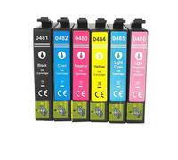 JFGIkLFD Jeu de Cartouches d'encre compatibles T0481 T0482 T0483 T0484 T0485 T0486 Compatible avec imprimantes Stylus Photo R200 R220 R300 R300M R320 R340 RX500 RX600 RX620 RX640