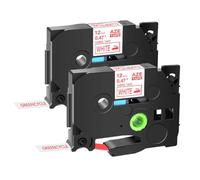 JFGIkLFD Ruban d'étiquette de Tissu Tze-Fa231 Noir sur Le Fer Blanc en Remplacement Compatible avec Les étiquettes de vêtements Fonctionne avec des Bandes de Marque(2PK Red on White)