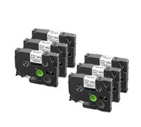 JFGIkLFD Ruban thermorétractable 6 9 12mm, Compatible avec l'étiqueteuse HSe 231 HSe 631 HSe 211 HSe 221 611(6PK Black on White)