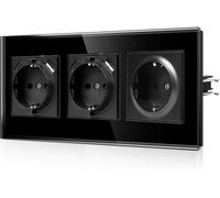 Jfgm2 Triple Prise Usb Avec Griffes Prise Schuko En Verre Encastrée Avec Port Usb 2 × (Type C Et Usb-A Max. 2,1 A) Prise Murale Triple Noire Avec Sécurité Enfa[DYB984265]