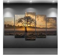 JFI-113 Toile de peinture de paysage d'arbre, 5 pièces, affiche imprimée HD, tableau d'art mural pour décor(Sans cadre)