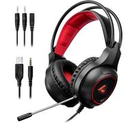 JFKJG-Casque de Jeu avec Microphone et Lumière LED, Entrée 3.5 mm (pour PC, PS4, Xbox One, Nintendo Switch et plus)