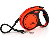 Jfkjg-Flexi, Laisse Modèle Xtreme, Résiste Aux Charges Intensives Exercées Sur La Sangle, Sangle Extrêmement Résistante Aux Morsures, Poignée Souple Réglable, Made In Germany, Orange, M - 5m