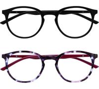 JFKJG-Met Lunettes Anti-Lumière Bleue Pack de 2 Montures Rondes et Mincess Charnières à Ressort Améliore le Sommeil Jeux Ordinateur Noir Violet Hommes Femmes BB60-15 +0.00