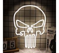 JFLLamp Enseigne néon Skull Punisher pour décoration murale avec logo Punisher pour chambre à coucher, panneau LED adapté pour homme, grotte, salon, bar, café, cadeau unique pour amoureux,