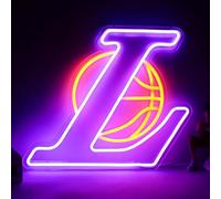 JFLLamp Panneau néon lumineux à DEL pour chambre à coucher, grotte d'homme, club de basket-ball, bar, décoration murale à suspendre, cadeau pour les fans de basket-ball de Los Angeles, adolescents