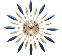 JFNHUTL Grande Horloge Murale en métal pour Salon et Maison, Design Sunburst, Horloge Murale silencieuse, Horloge décorative sans tic-tac, dorée, 73 cm - dorée 1 || 60 cm