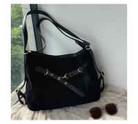 JFNKLFG Autumn Winter Vintage Saddle Brown Suede Three Ways To Carry Small Good Looking Double Shoulder Bag Pour le travail et les loisirs(Black)