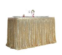 JFNKLFG Jupes de Table Jupe de Table à Paillettes Tables Flash Tissu Décoration fête d'anniversaire Mariage Festival Événement Rectangle Jupes(Pale Gold,14FT 70x426cm)